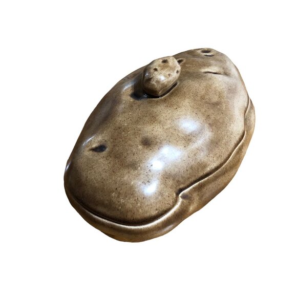 Baked Potato Shaped Covered Dish VTG Ceramic Serving Bowl Casserole Lid 1970s - Picture 2 of 10